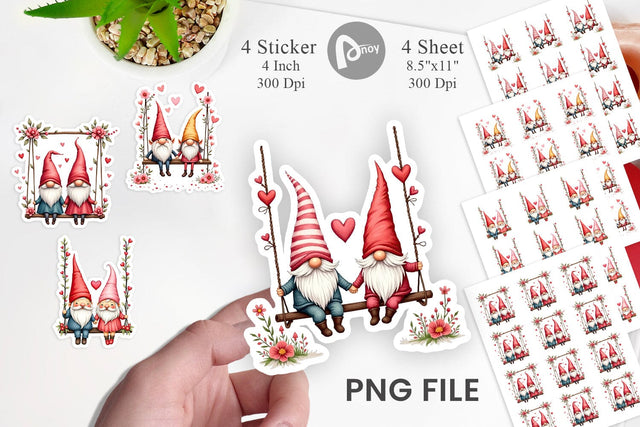 Flower Swing Gnome Sticker Sublimation artnoy 