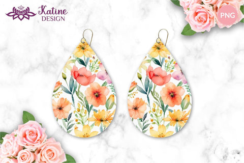 Flower Teardrop Earring Designs, Earring Sublimation Designs, Teardrop Earrings Bundle, Earrings Template, Sublimation Earrings, Teardrop Earring Sublimation Designs, PNG Earrings, Flower Earrings, Flower Earring Sublimation, Spring Sublimation Earrings Sublimation KatineDesign 