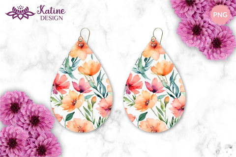 Flower Teardrop Earring Designs, Earring Sublimation Designs, Teardrop Earrings Bundle, Earrings Template, Sublimation Earrings, Teardrop Earring Sublimation Designs, PNG Earrings, Flower Earrings, Flower Earring Sublimation, Spring Sublimation Earrings Sublimation KatineDesign 
