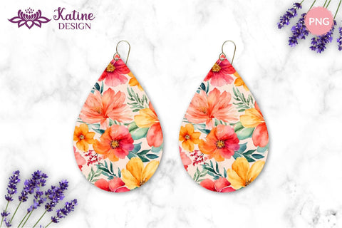Flower Teardrop Earring Designs, Earring Sublimation Designs, Teardrop Earrings Bundle, Earrings Template, Sublimation Earrings, Teardrop Earring Sublimation Designs, PNG Earrings, Flower Earrings, Flower Earring Sublimation, Spring Sublimation Earrings Sublimation KatineDesign 