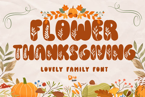 Flower Thanksgiving Font Font Dm Letter Studio 