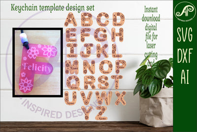 Flower theme tag letter designs keychain DIGITAL SVG SVG APInspireddesigns 