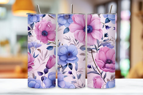 Flower Tumbler Design, Flowers tumbler sublimation, 20 oz, Flower Tumbler Wrap, Sublimation PNG Design, Watercolor Sublimation FloridPrintables 