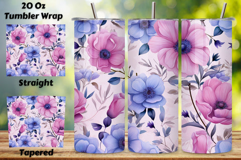 Flower Tumbler Design, Flowers tumbler sublimation, 20 oz, Flower Tumbler Wrap, Sublimation PNG Design, Watercolor Sublimation FloridPrintables 