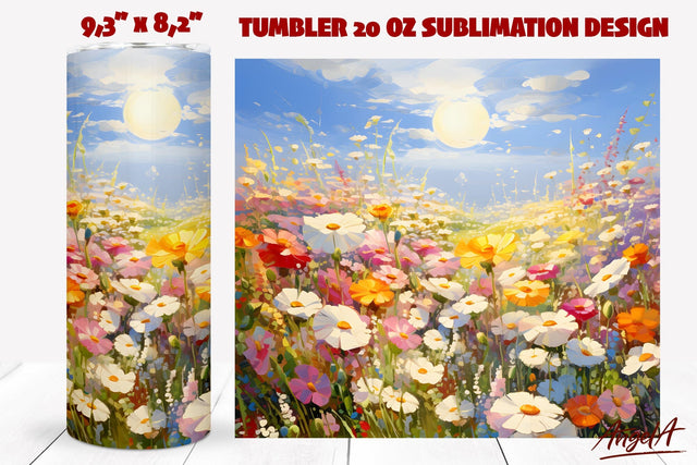Flower tumbler sublimation wrap / field of wild flowers png Sublimation Angelina Semenova 