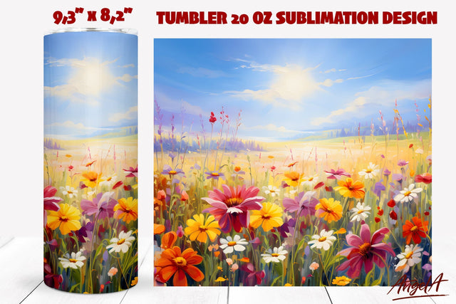 Flower tumbler sublimation wrap / field of wild flowers png Sublimation Angelina Semenova 