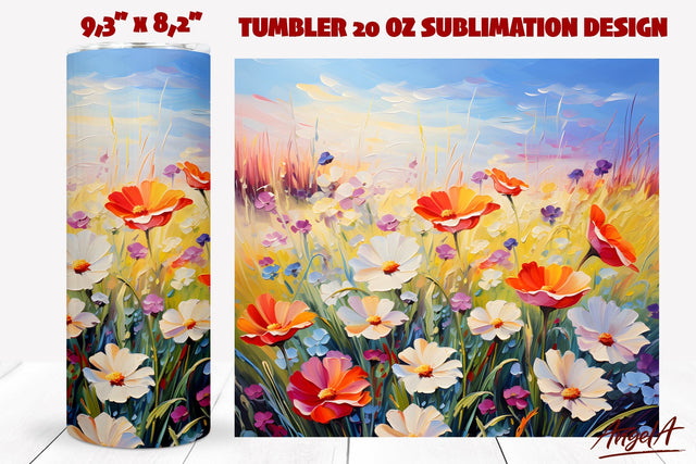 Flower tumbler sublimation wrap / oil paint texture Sublimation Angelina Semenova 