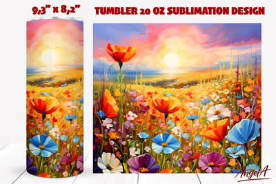 Flower tumbler sublimation wrap / oil paint texture Sublimation Angelina Semenova 