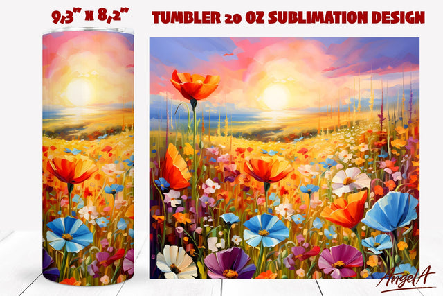 Flower tumbler sublimation wrap / oil paint texture Sublimation Angelina Semenova 