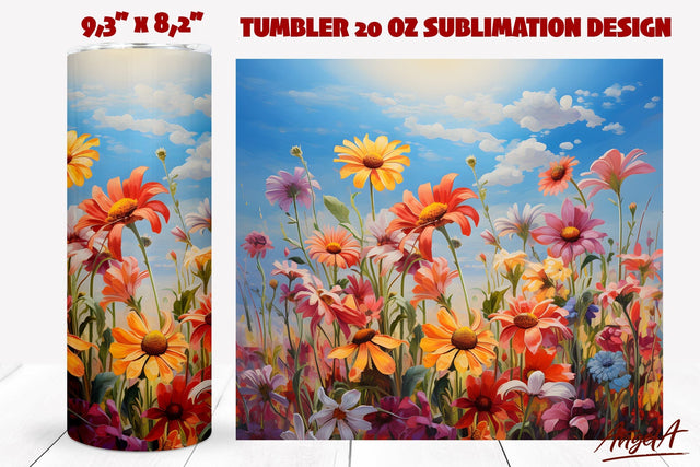 Flower tumbler sublimation wrap / oil paint texture Sublimation Angelina Semenova 