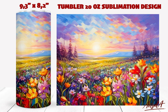 Flower tumbler sublimation wrap / oil paint texture Sublimation Angelina Semenova 