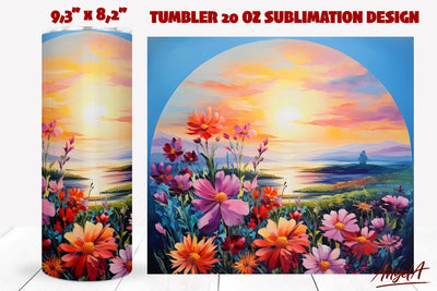 Flower tumbler sublimation wrap / oil paint texture Sublimation Angelina Semenova 