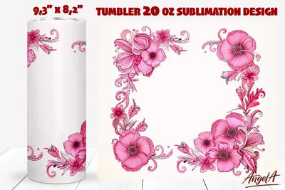 Flower tumbler wrap / pink floral tumbler / girl tumbler Sublimation Angelina Semenova 