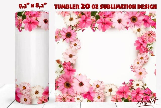 Flower tumbler wrap / pink floral tumbler / girl tumbler Sublimation Angelina Semenova 