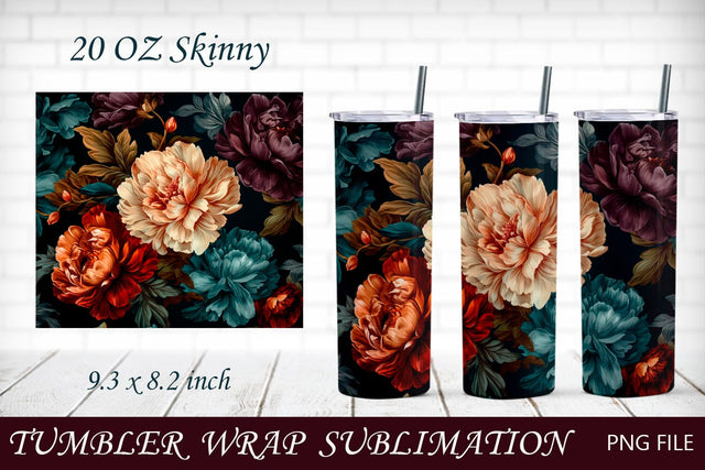 Flower tumbler wrap png, Floral 20 oz skinny wrap sublimation Sublimation AnastasiyaArtDesign 