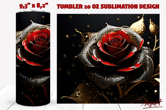 Flower tumbler wrap sublimation / 3d black gold rose png Sublimation Angelina Semenova 