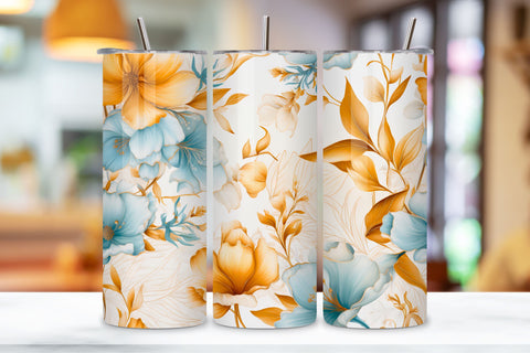 Flower Tumbler Wrap, Sublimation PNG Design, Watercolor Sublimation FloridPrintables 