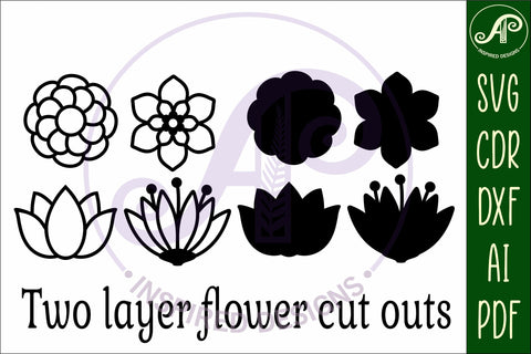 Flower two layer laser cut outs SVG file d4 SVG APInspireddesigns 
