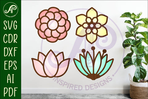 Flower two layer laser cut outs SVG file d4 SVG APInspireddesigns 