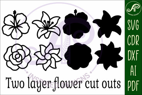 Flower two layer laser cut outs SVG file d5 SVG APInspireddesigns 