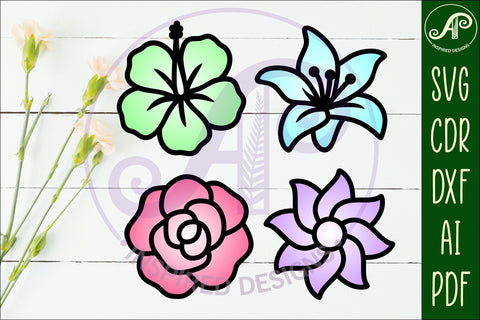 Flower two layer laser cut outs SVG file d5 SVG APInspireddesigns 