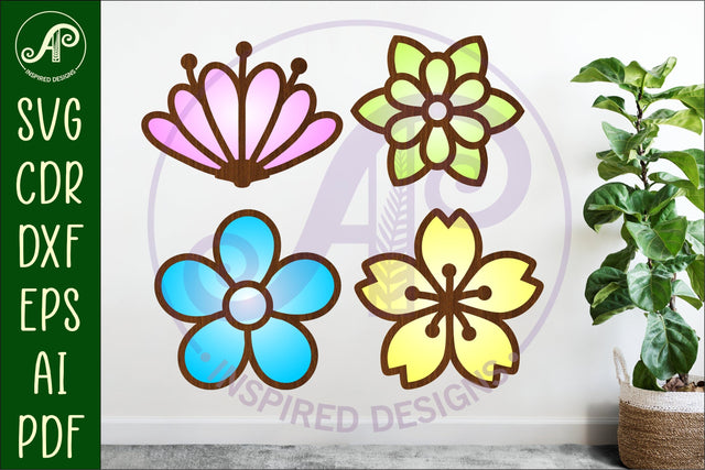 Flower two layer laser cut outs SVG file d6 SVG APInspireddesigns 