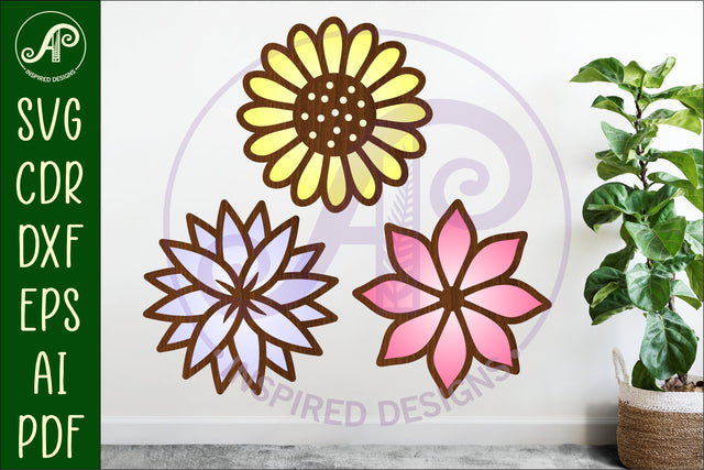 Flower two layer laser cut outs SVG file d7 SVG APInspireddesigns 