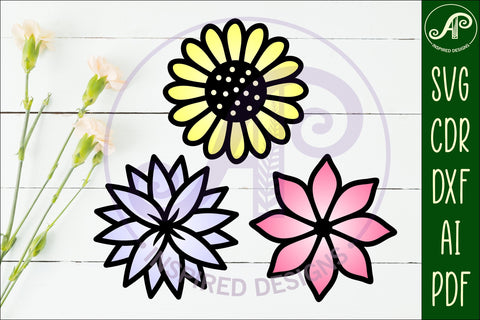 Flower two layer laser cut outs SVG file d7 SVG APInspireddesigns 