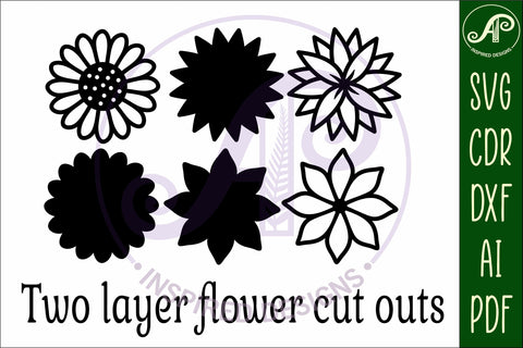 Flower two layer laser cut outs SVG file d7 SVG APInspireddesigns 