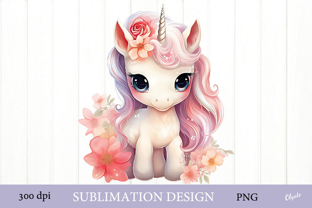 Flower Unicorn Sublimation PNG. Baby Sublimation PNG Sublimation Olga Terlyanskaya 