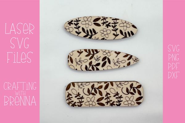 Flower Vines Engraved Hair Clips Laser SVG File SVG Crafting With Brenna 
