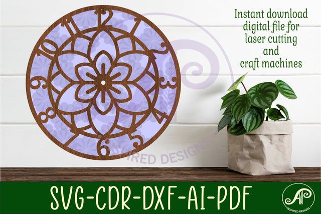 Flower wall clock laser cut files, SVG file. SVG APInspireddesigns 