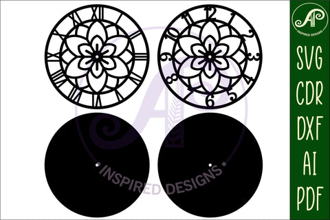 Flower wall clock laser cut files, SVG file. SVG APInspireddesigns 