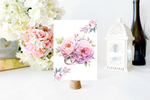 Flower Wedding Card PNG. Watercolor Spring Floral PNG Sublimation Olga Terlyanskaya 