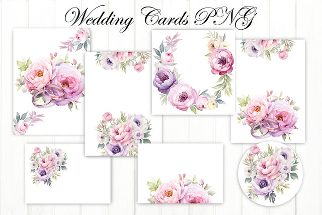 Flower Wedding Card PNG. Watercolor Spring Floral PNG Sublimation Olga Terlyanskaya 