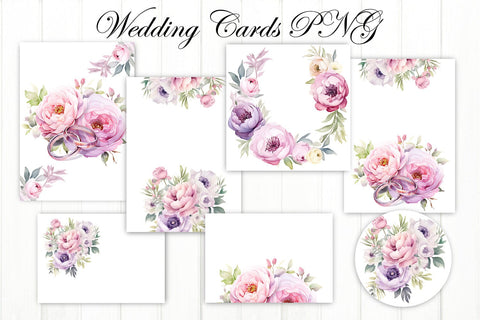 Flower Wedding Card PNG. Watercolor Spring Floral PNG Sublimation Olga Terlyanskaya 