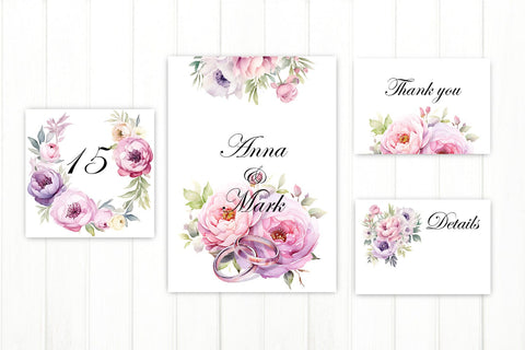 Flower Wedding Card PNG. Watercolor Spring Floral PNG Sublimation Olga Terlyanskaya 