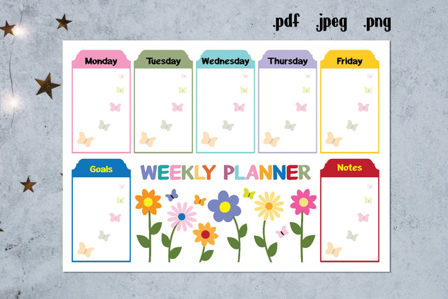 Flower Weekly Planner Printable, Girly Planner Pages SVG zafrans studio 