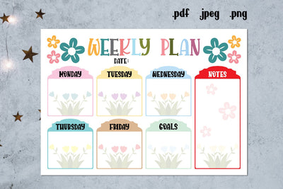 Flower Weekly Planner Printable, Girly Planner Pages SVG zafrans studio 
