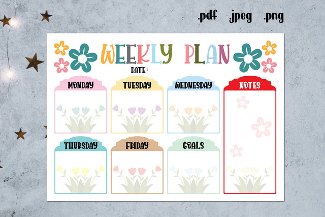 Flower Weekly Planner Printable, Girly Planner Pages SVG zafrans studio 