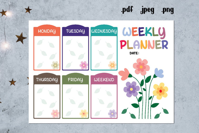 Flower Weekly Planner Printable, Girly Planner Pages SVG zafrans studio 