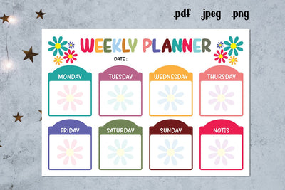 Flower Weekly Planner Printable, Girly Planner Pages SVG zafrans studio 