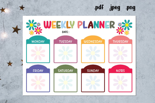 Flower Weekly Planner Printable, Girly Planner Pages SVG zafrans studio 