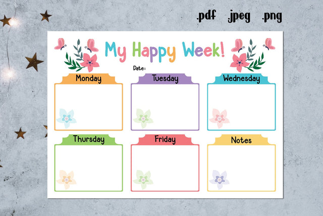 Flower Weekly Planner Printable, Girly Planner Pages SVG zafrans studio 