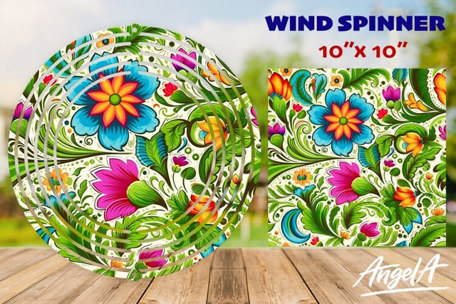 Flower wind spinner , leaves and flowers paisley pattern Sublimation Angelina Semenova 