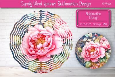 Flower wind spinner sublimation round design PNG Pink Peonies Sublimation Createya Design 