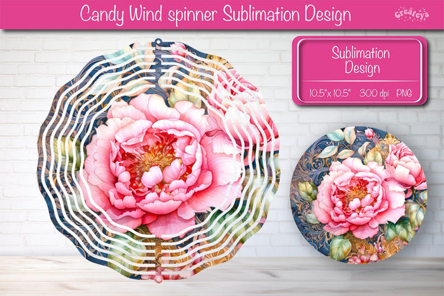 Flower wind spinner sublimation round design PNG Pink Peonies Sublimation Createya Design 