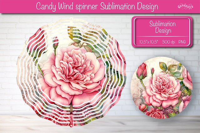 Flower wind spinner sublimation round design PNG Pink Peonies Sublimation Createya Design 