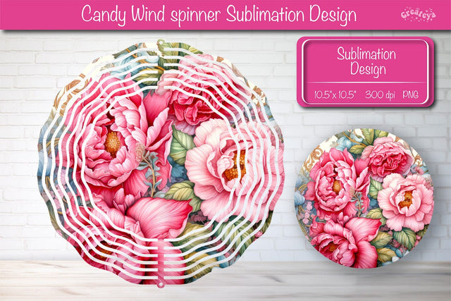 Flower wind spinner sublimation round design PNG Pink Peonies Sublimation Createya Design 