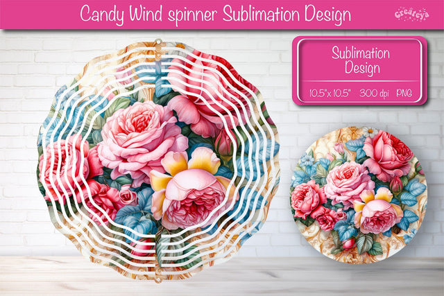 Flower wind spinner sublimation round design PNG Pink Peonies Sublimation Createya Design 